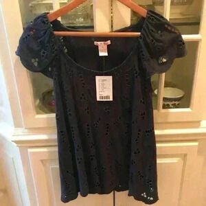 Anthropologie Navy cut out shirt  S NWT